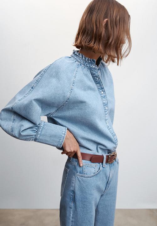 MANGO - Shirt bilma - open blue