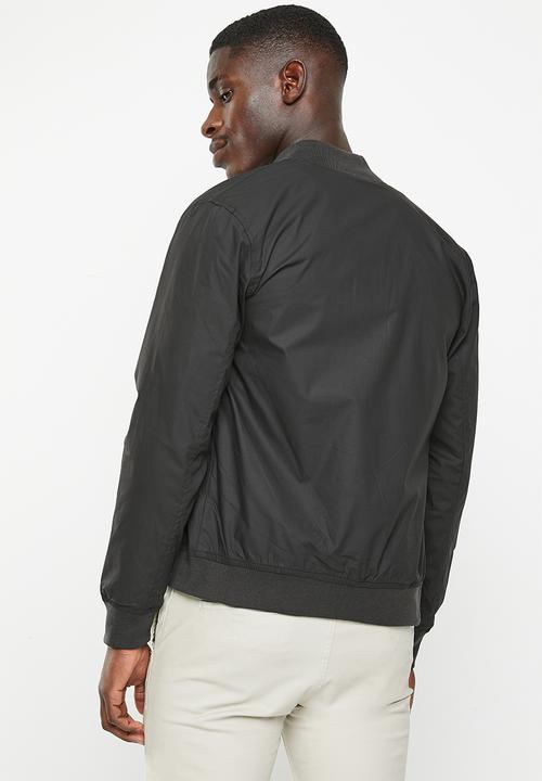 POLO - Mens ribbed cotton harrington jacket - black 
