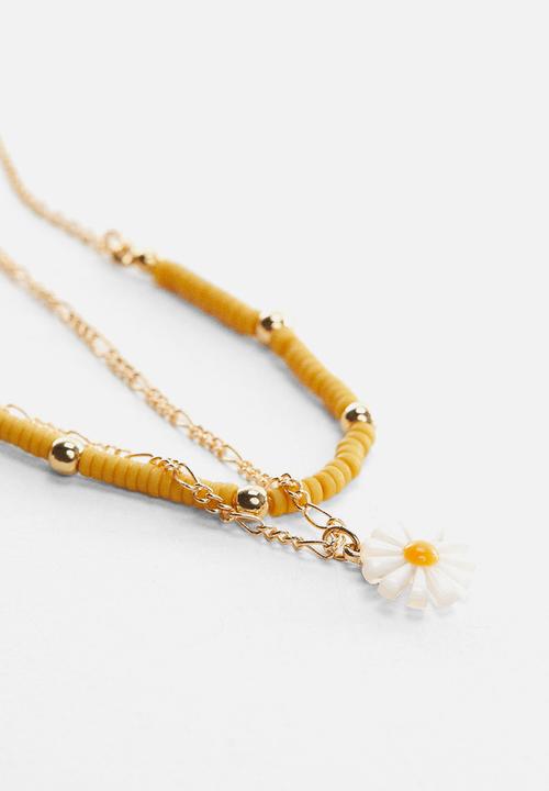 MANGO - Necklace flori - mustard