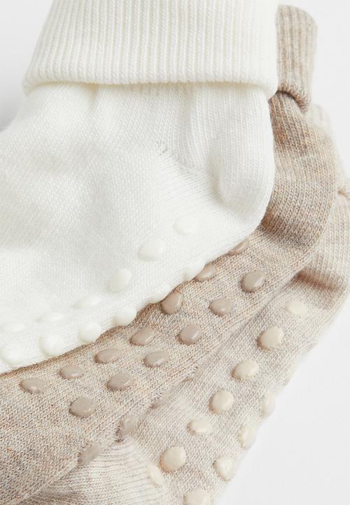 H&M - 3-Pack anti-slip-socks - beige marl/white