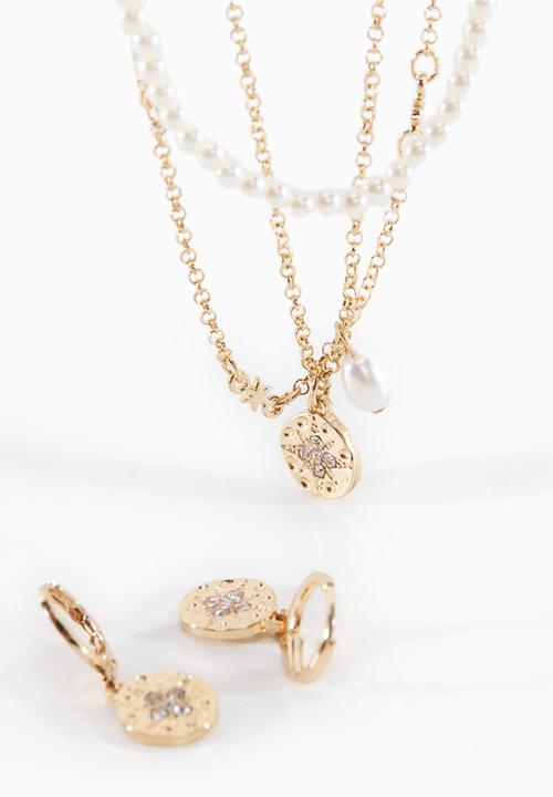 MANGO - Necklace perla - gold