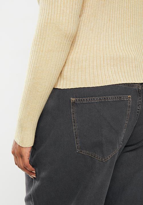 Cotton On - Plus urban rib crew neck top - mid taupe marle