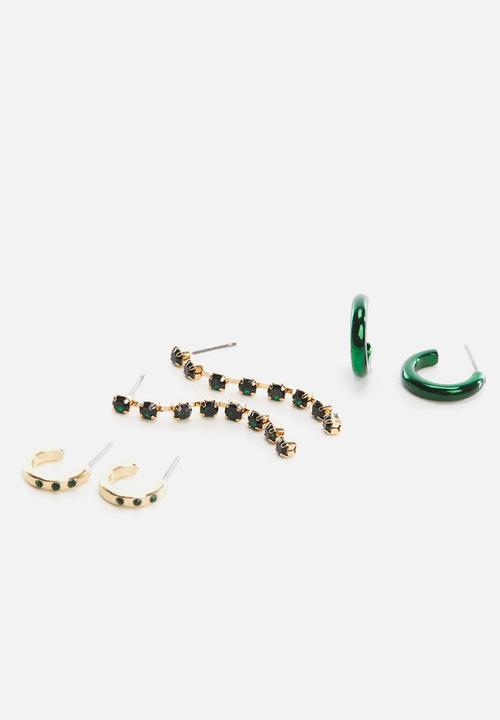 MANGO - Earrings esmeral - gold & green