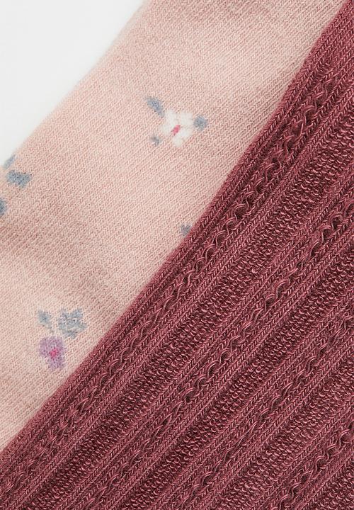 H&M - 2-Pack tights - light pink/floral