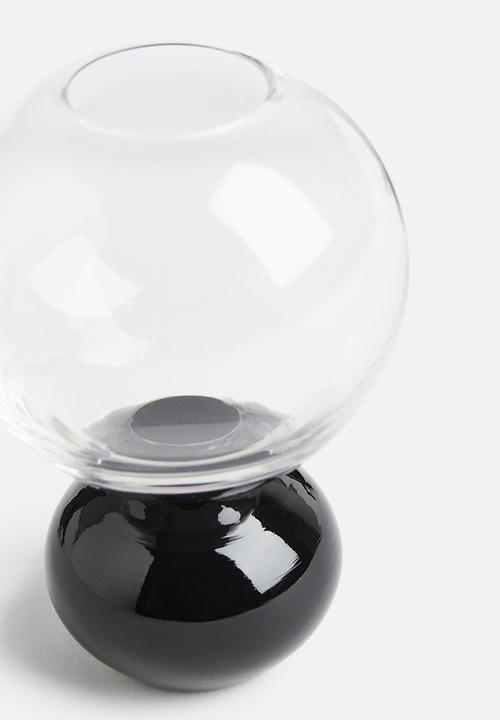 H&M - Glass vase - black/clear glass