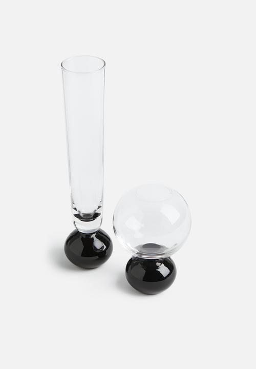 H&M - Glass vase - black/clear glass