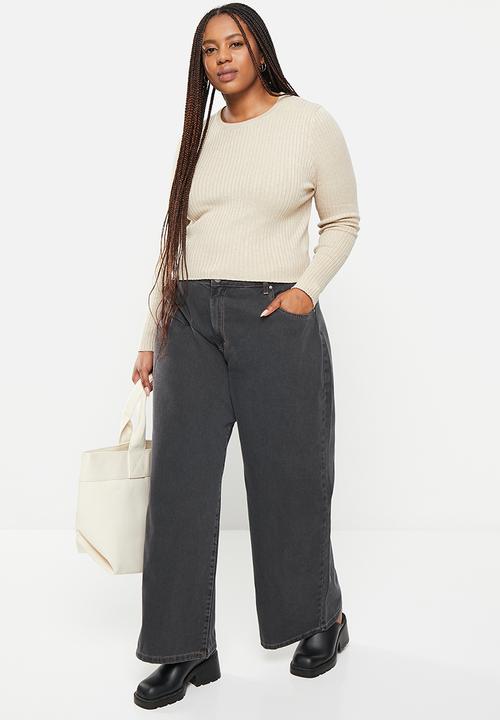 Cotton On - Plus relaxed wide leg jean - black ink