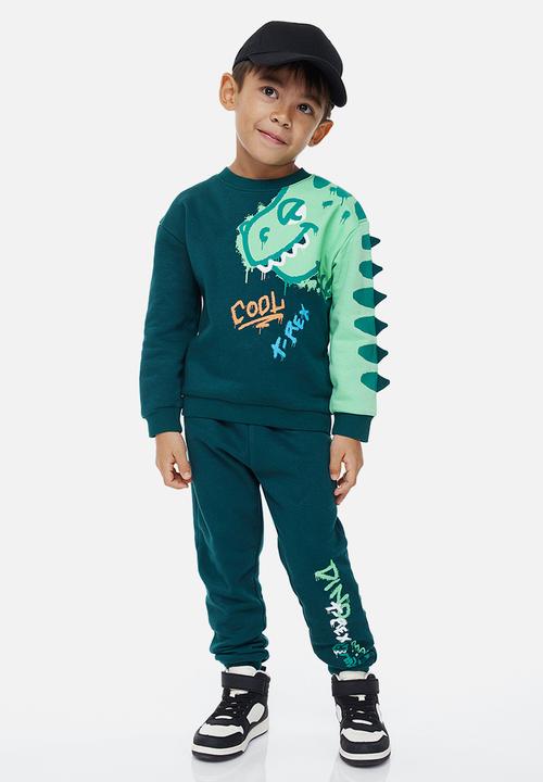 H&M - 2-Piece printed set - dark green/t-rex