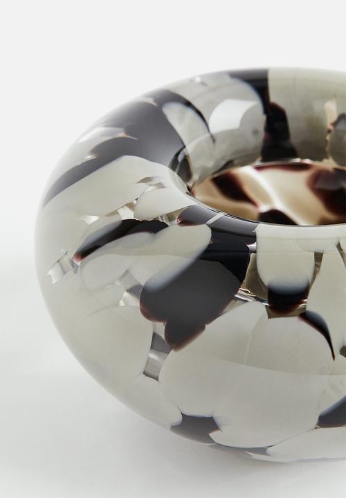 H&M - Glass bowl - light beige/patterned