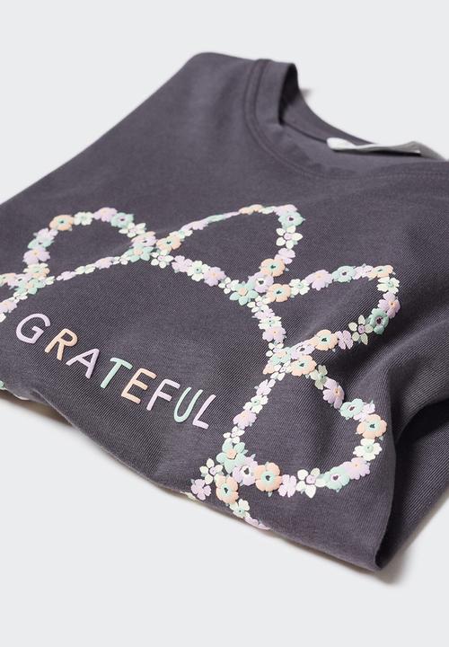 MANGO - T-shirt margaret  - charcoal