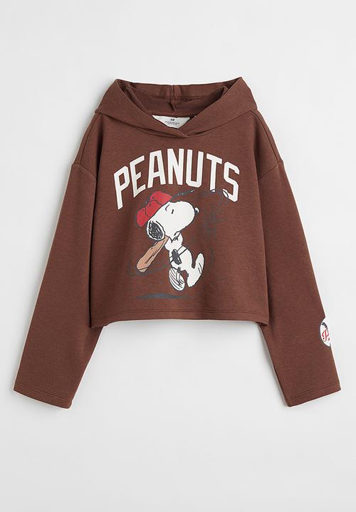 H&M - Oversized printed hoodie - dark brown/snoopy