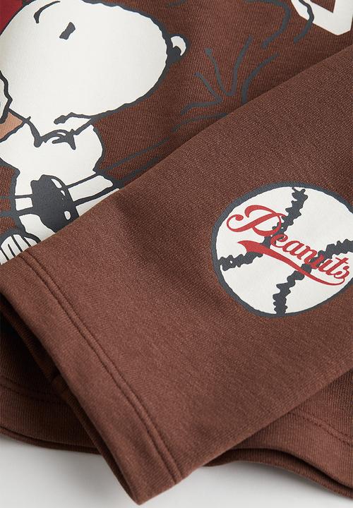H&M - Oversized printed hoodie - dark brown/snoopy