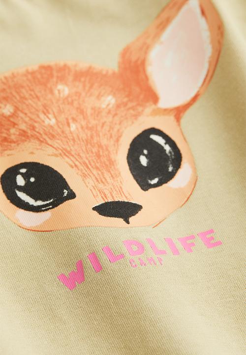 H&M - Printed jersey top - beige/deer