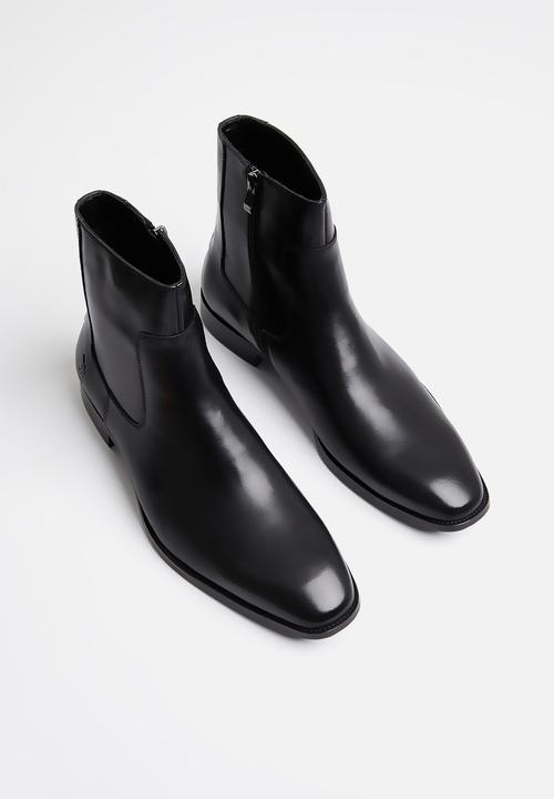 POLO - High rise chelsea leather boot  - black