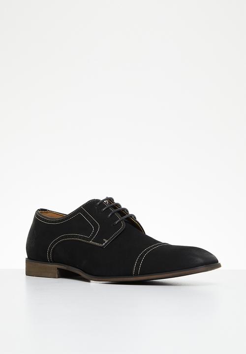 POLO - Brogue toe cap gibson leather lace up - black