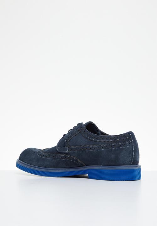 POLO - Colour brogue suede lace up - navy