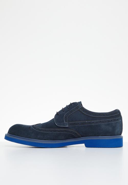 POLO - Colour brogue suede lace up - navy
