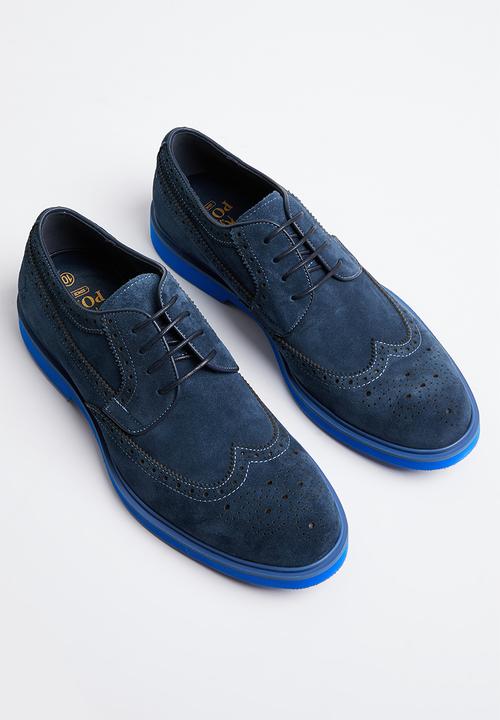 POLO - Colour brogue suede lace up - navy