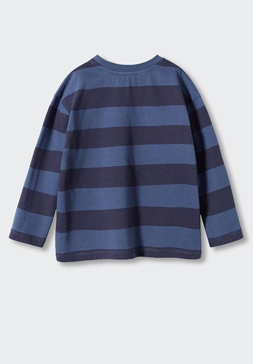 MANGO - T-shirt mstripes - blue