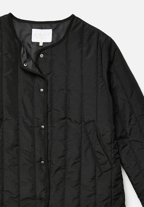 edit - Collarless puffer - black