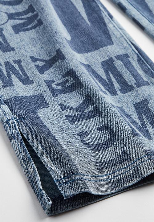 H&M - Wide printed jeggings - denim blue/mickey mouse