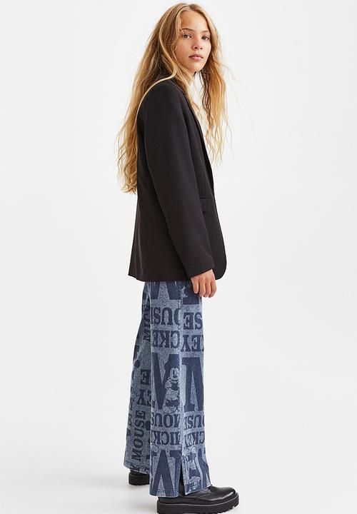 H&M - Wide printed jeggings - denim blue/mickey mouse