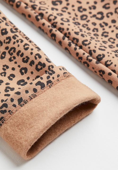 H&M - Brushed-inside leggings - beige/leopard-print