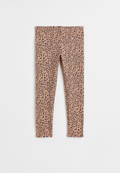 H&M - Brushed-inside leggings - beige/leopard-print