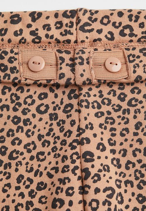 H&M - Brushed-inside leggings - beige/leopard-print