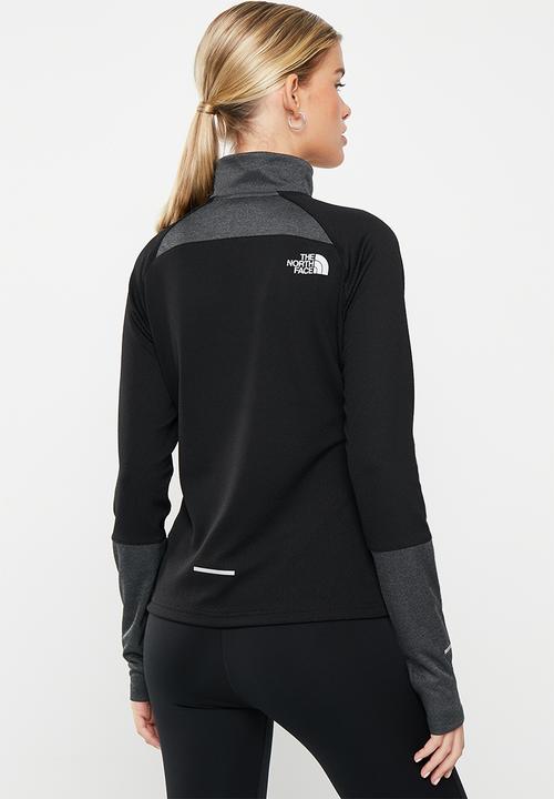 The North Face - W 1-4 zip run fleece - tnf black & asphalt grey light heather