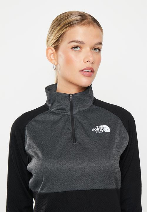 The North Face - W 1-4 zip run fleece - tnf black & asphalt grey light heather