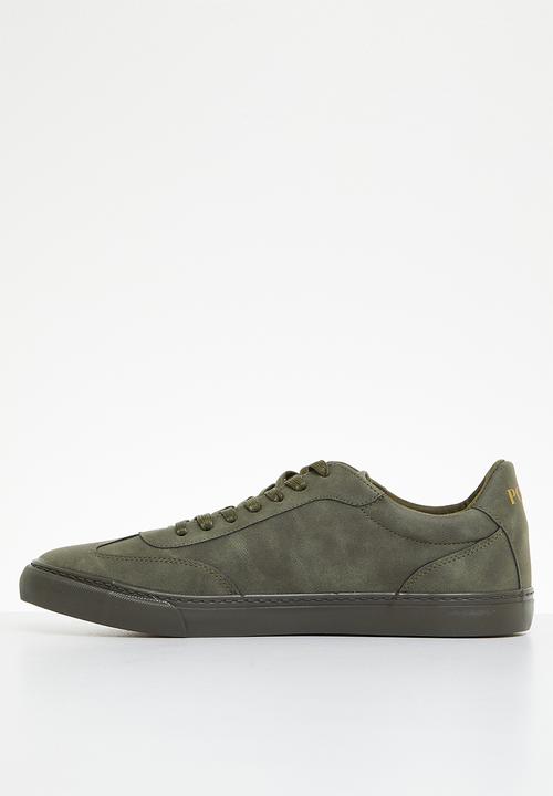 POLO - Basic gumsole pu/fabric sneaker - olive