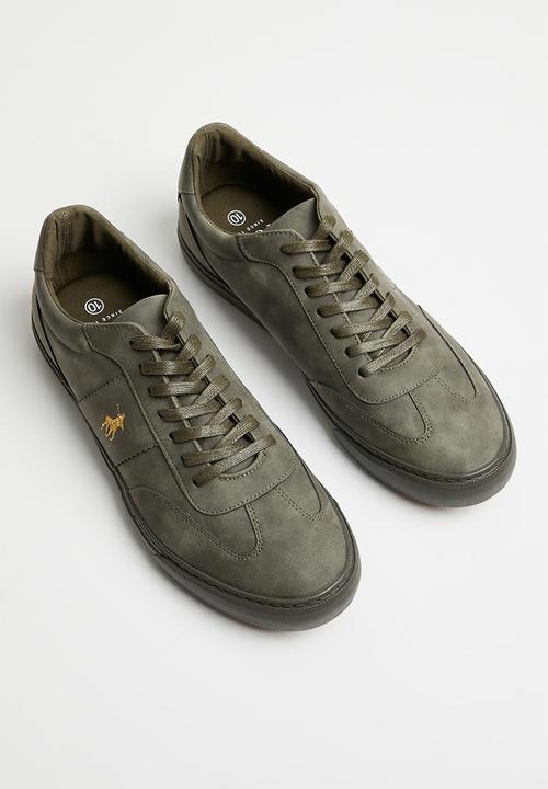 POLO - Basic gumsole pu/fabric sneaker - olive