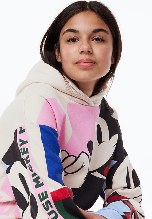 H&M - Oversized printed hoodie - cream/mickey mouse