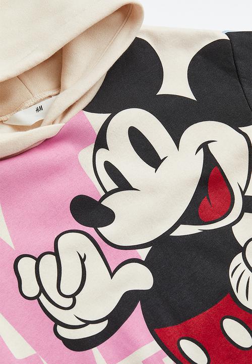 H&M - Oversized printed hoodie - cream/mickey mouse