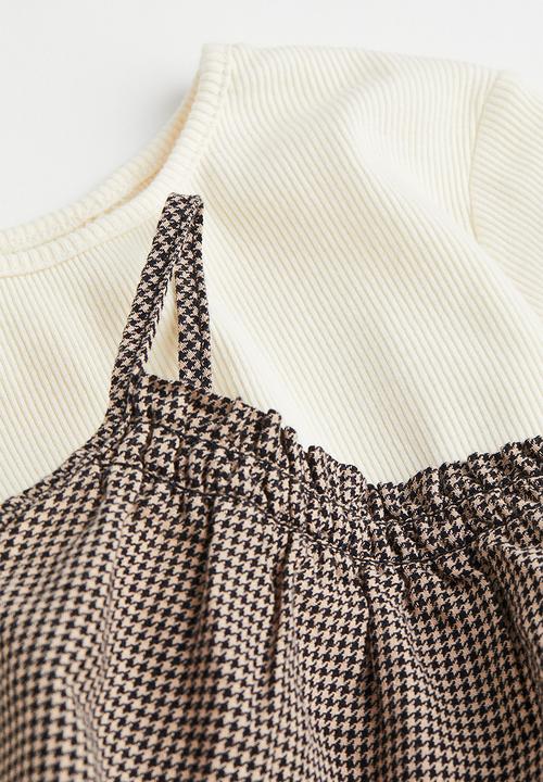 H&M - 2-Piece cotton set - brown/dogtooth-patterned