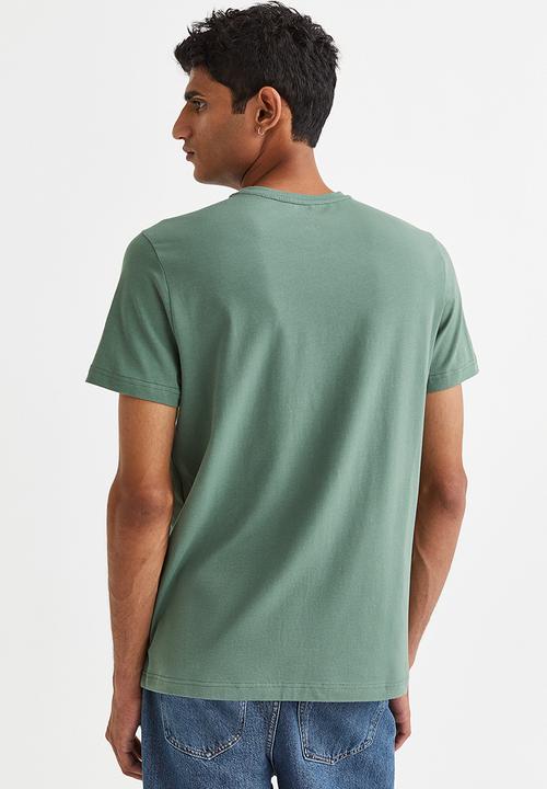 H&M - Slim fit round-necked T-shirt - sage green