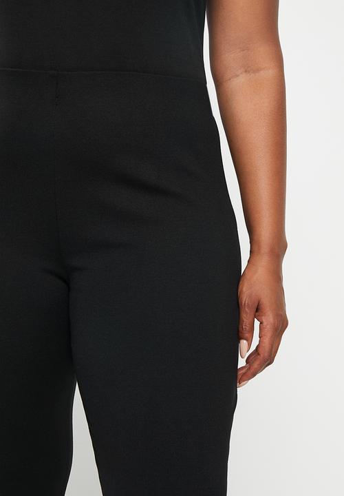 Me&B - Plus Slit flare knit tregging - black