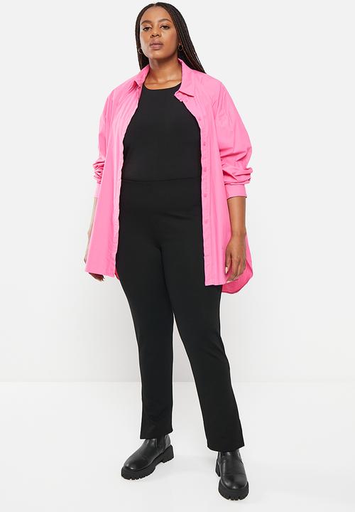 Me&B - Plus Slit flare knit tregging - black