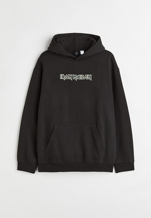 H&M - Relaxed fit hoodie - black/iron maiden