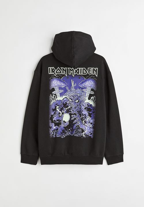 H&M - Relaxed fit hoodie - black/iron maiden