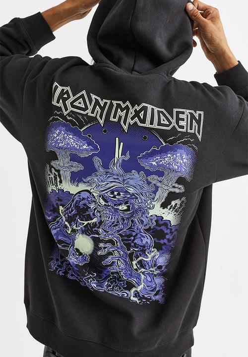 H&M - Relaxed fit hoodie - black/iron maiden