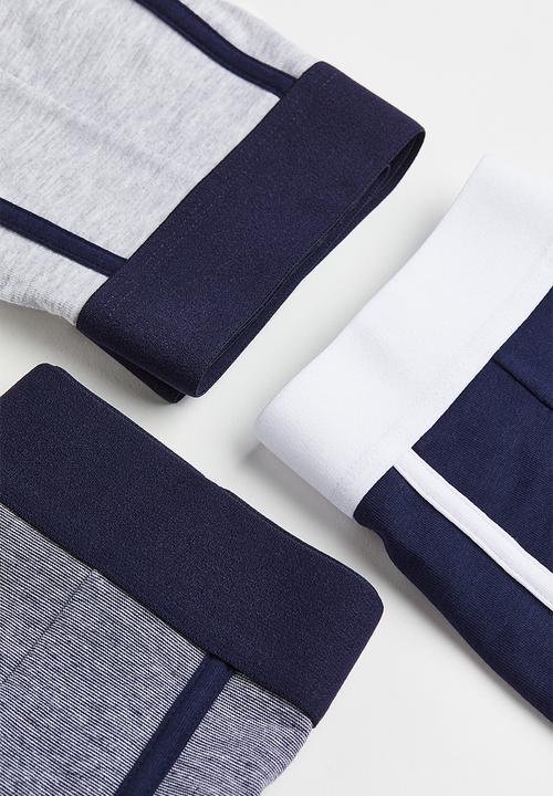 H&M - 3-pack xtra life™ short trunks - dark blue/light grey marl