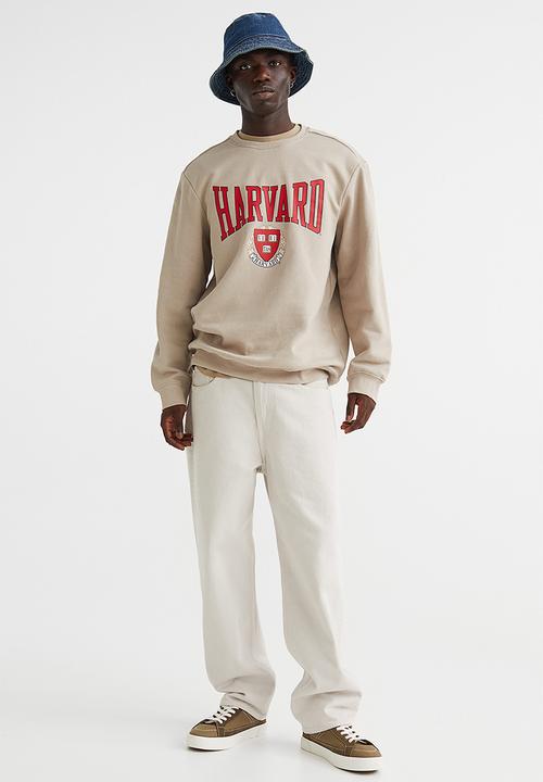 H&M - Regular fit printed sweatshirt - beige/harvard university