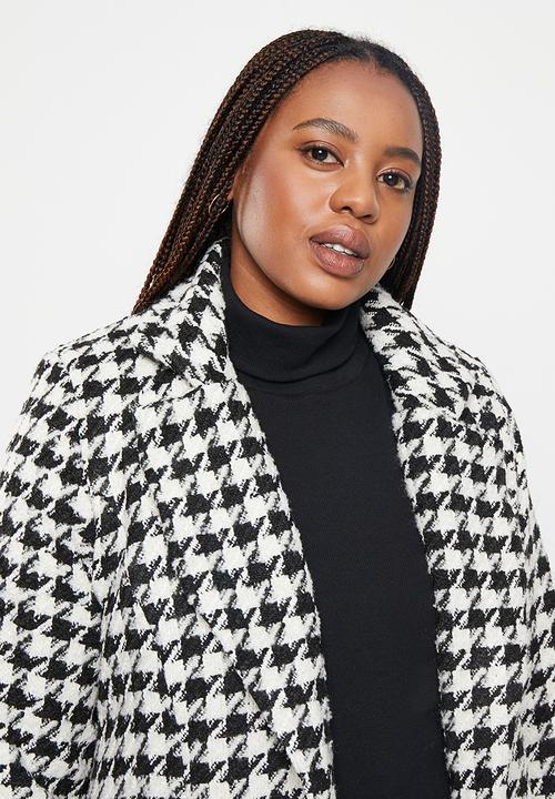 Me&B - Plus Houndstooth Boucle jacket - black & white