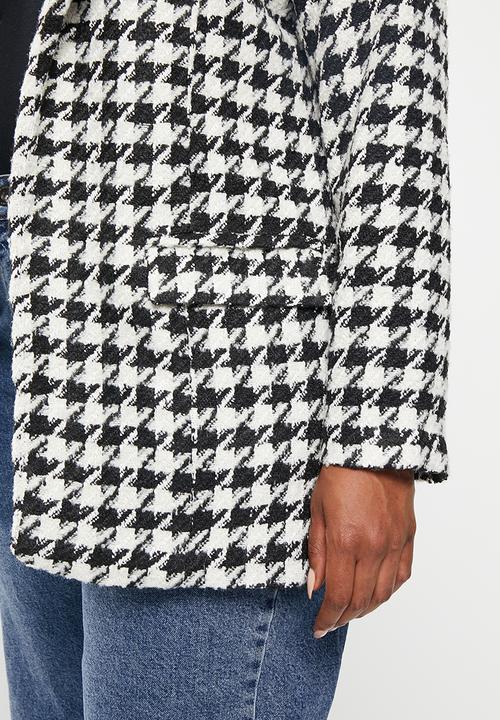 Me&B - Plus Houndstooth Boucle jacket - black & white