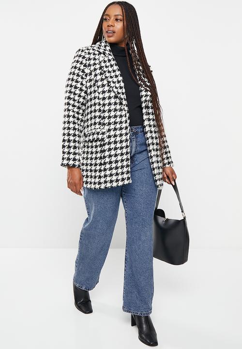 Me&B - Plus Houndstooth Boucle jacket - black & white