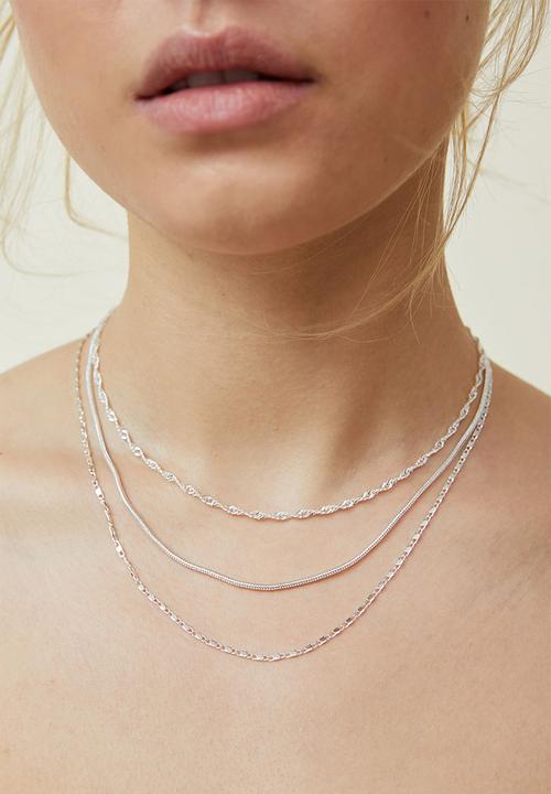 Rubi - 3-Pack fine chain necklace - sterling silver plated classic snake