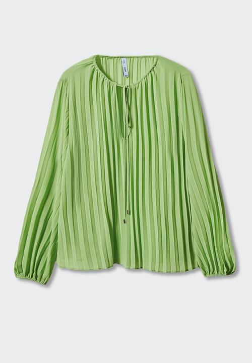 MANGO - Blouse plis - green