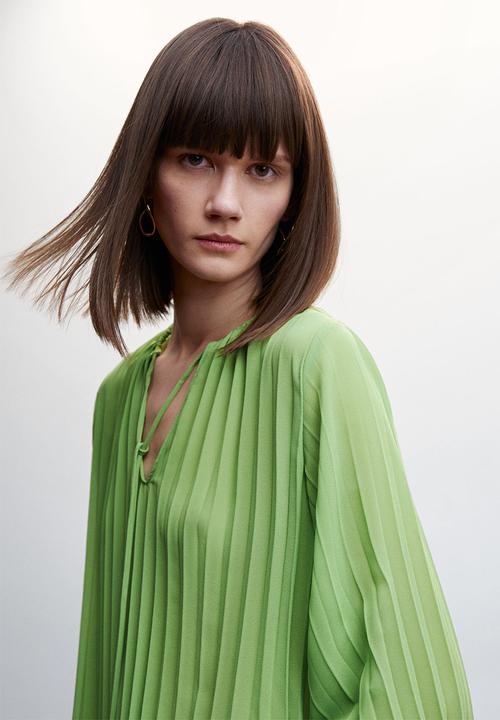 MANGO - Blouse plis - green